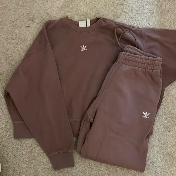 Dark mauve adidas sweat set - Picture 1 of 3